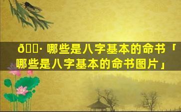 🕷 哪些是八字基本的命书「哪些是八字基本的命书图片」
